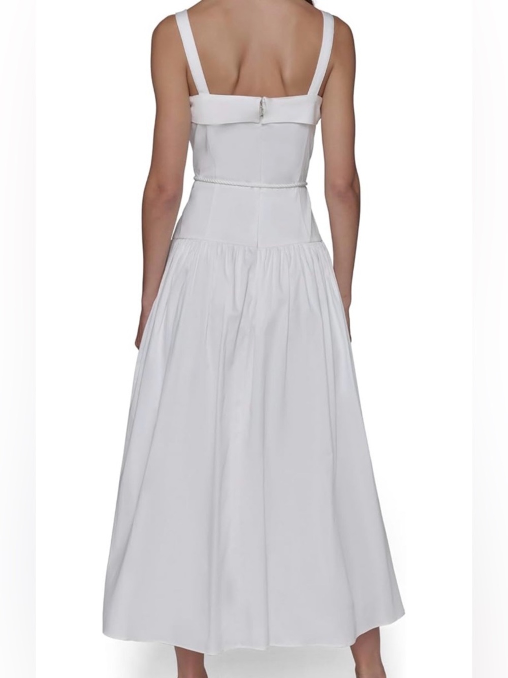 NWT KARL LAGERFELD sz14 Women's White Cotton Rope Belt Sleeveless Maxi Dress… - Picture 7 of 9